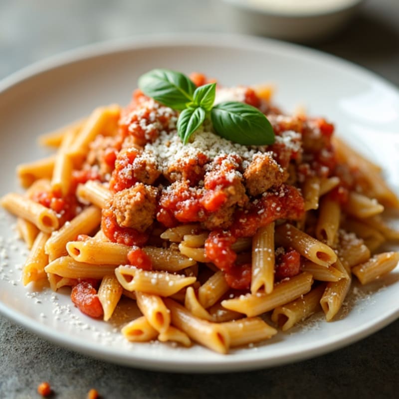 Lean Ground Turkey Pasta with Tomato Basil Sauce