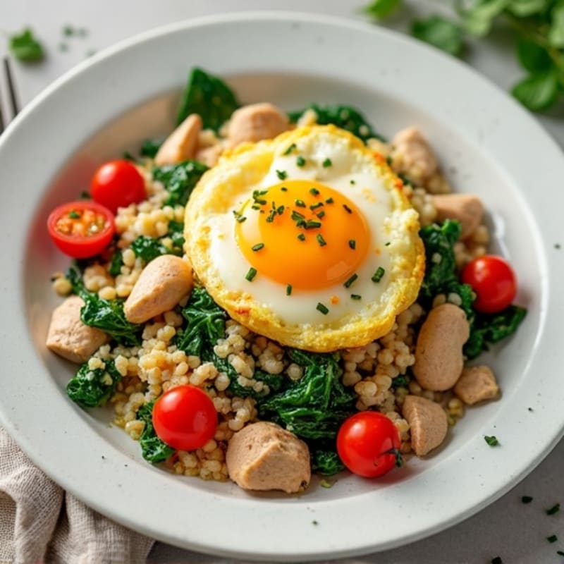 Turkey and Spinach Egg White Scramble with Fresh Tomatoes