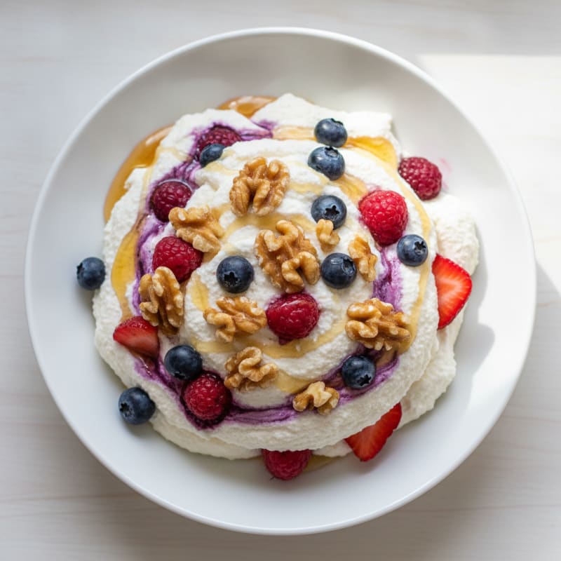 Greek Yogurt Protein Mousse with Mixed Berries