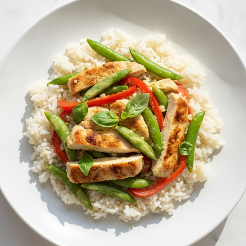 Green Curry Chicken with Coconut Rice