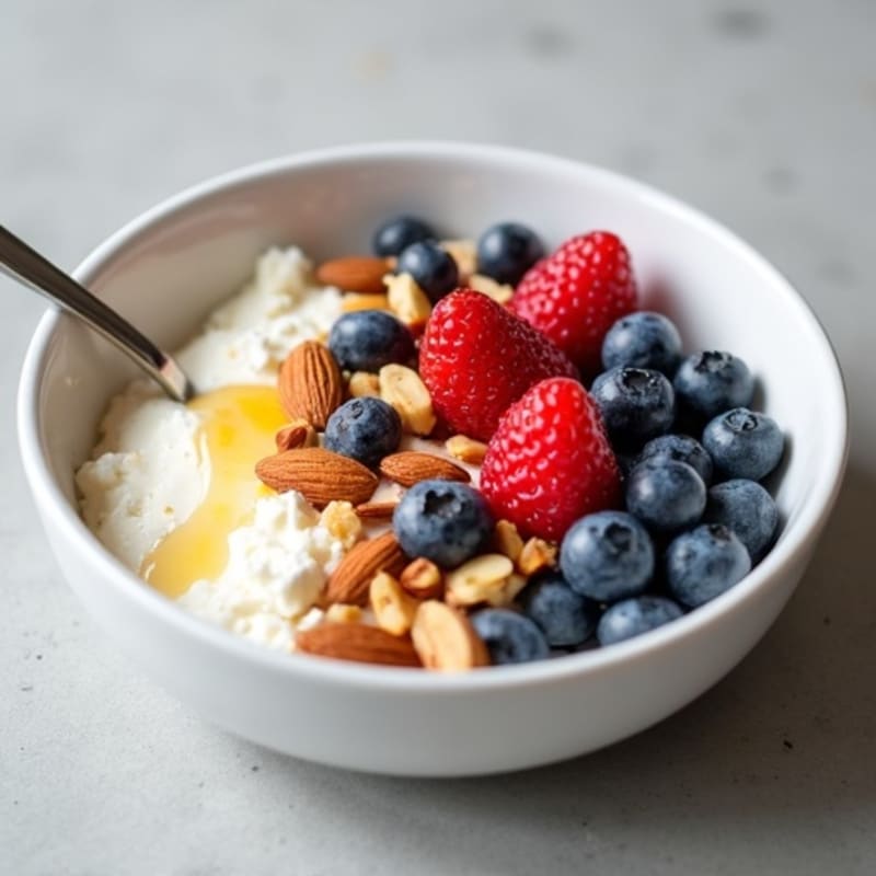 Creamy Cottage Cheese and Berry Protein Bowl with Almonds