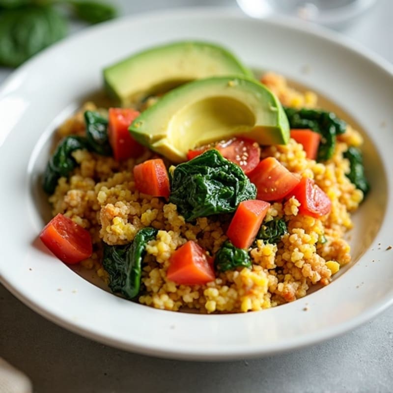 Egg White Scramble with Ground Chicken and Spinach