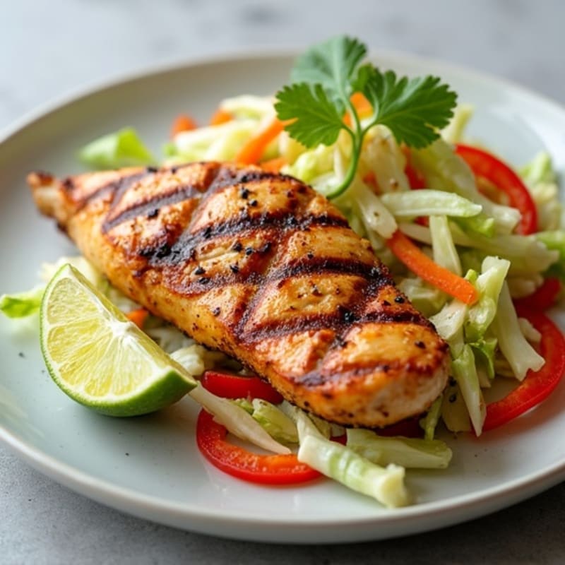 Grilled Chicken Breast with Crunchy Cabbage Slaw
