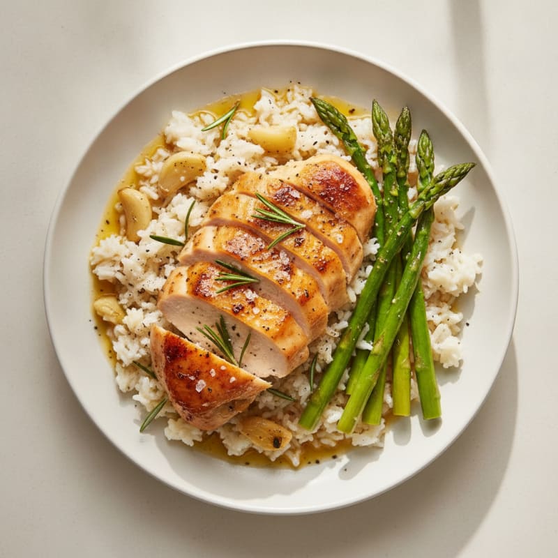 Lemon-Herb Roasted Chicken with Garlic Rice