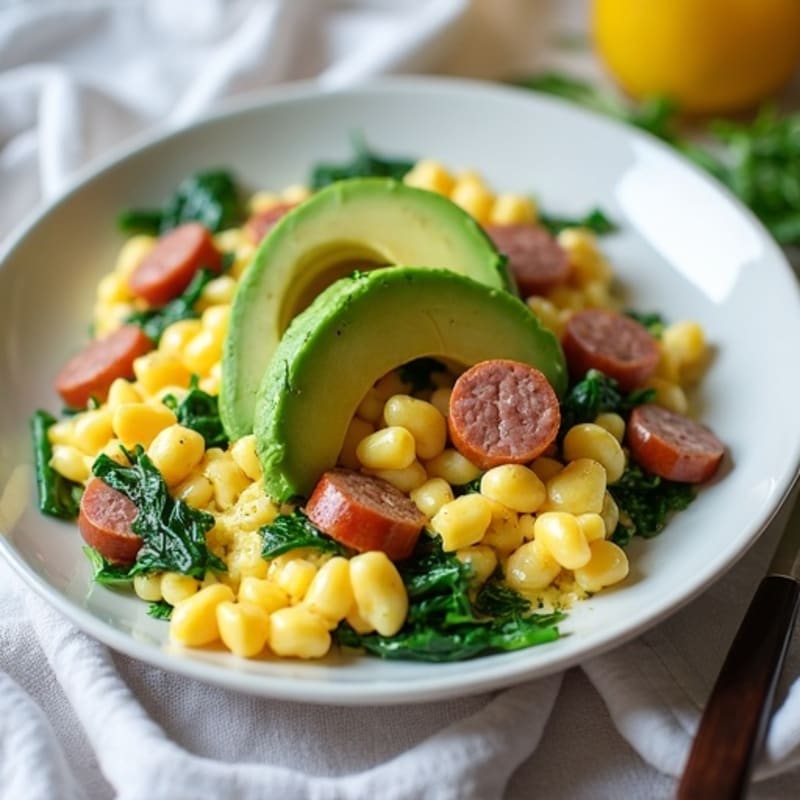 Egg White Scramble with Spinach and Turkey Sausage