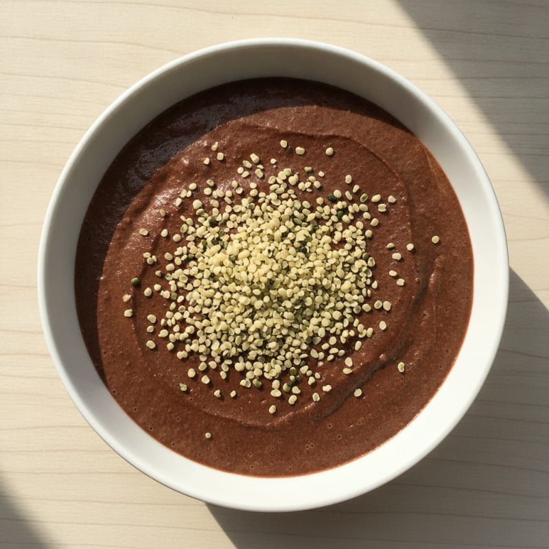 Protein Chocolate Almond Pudding with Hemp Seeds