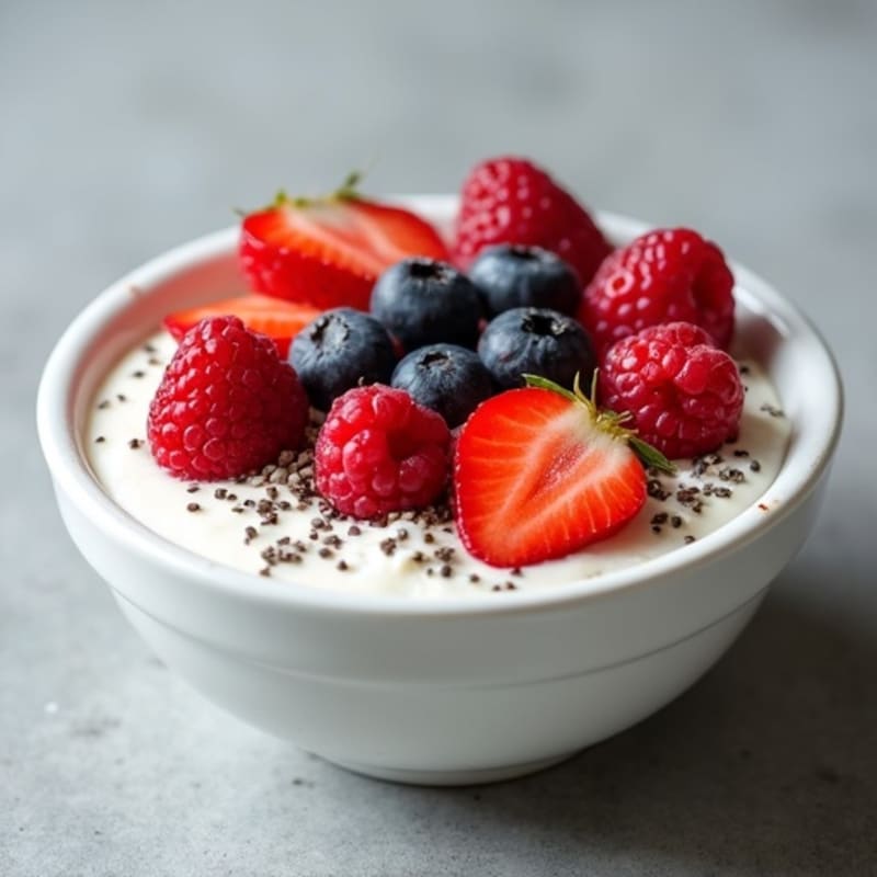 Greek Yogurt Protein Bowl with Mixed Berries and Chia Seeds
