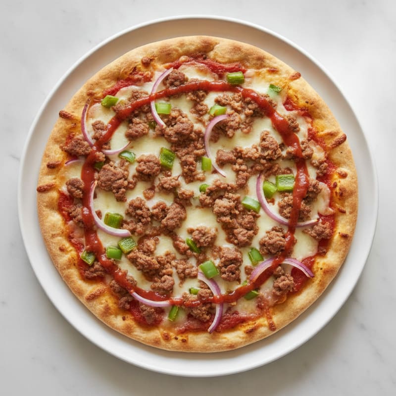 Lean Beef and Veggie Pizza with Light Cheese