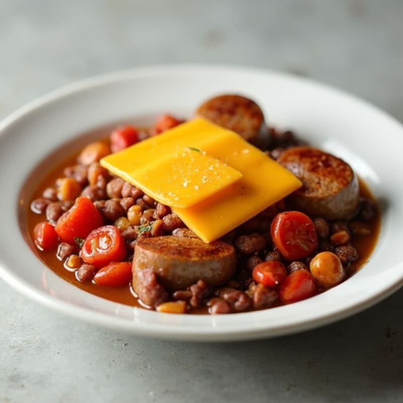 Lean Turkey Sausage with Hearty Beef Chili and Creamy Cheddar