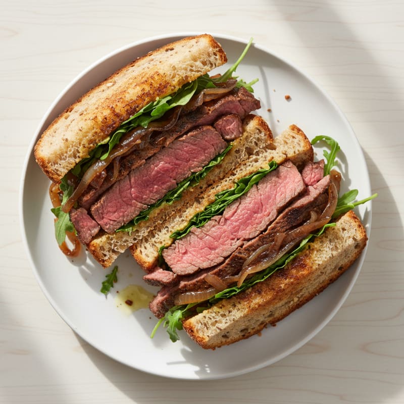 Tender Steak and Caramelized Onion Sandwich