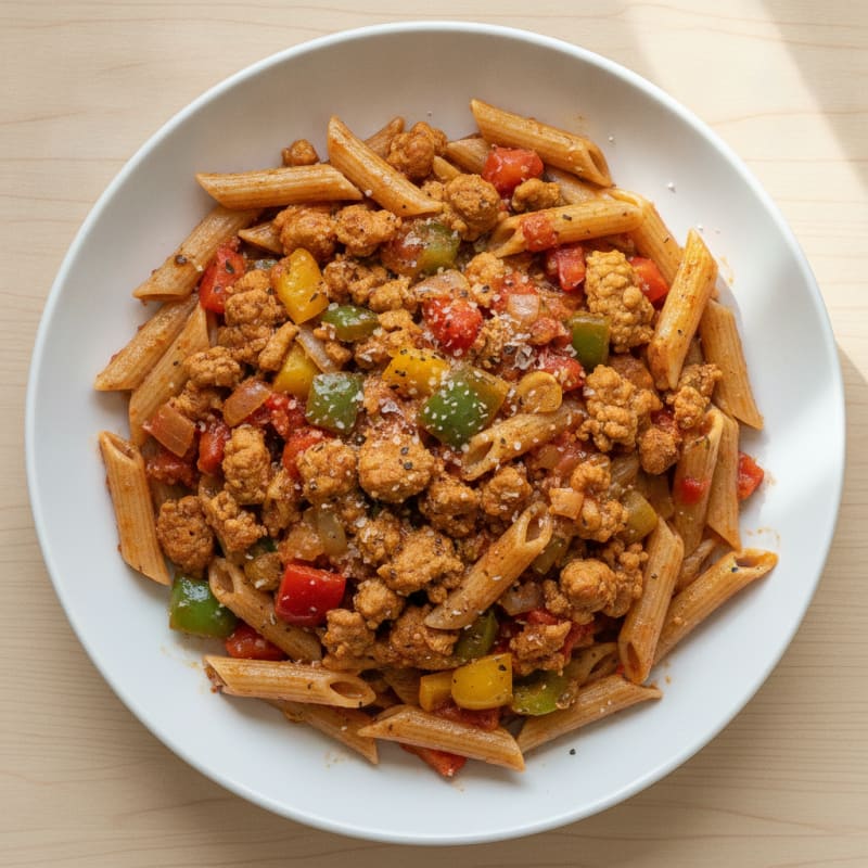 Ground Turkey Pasta with Bell Peppers