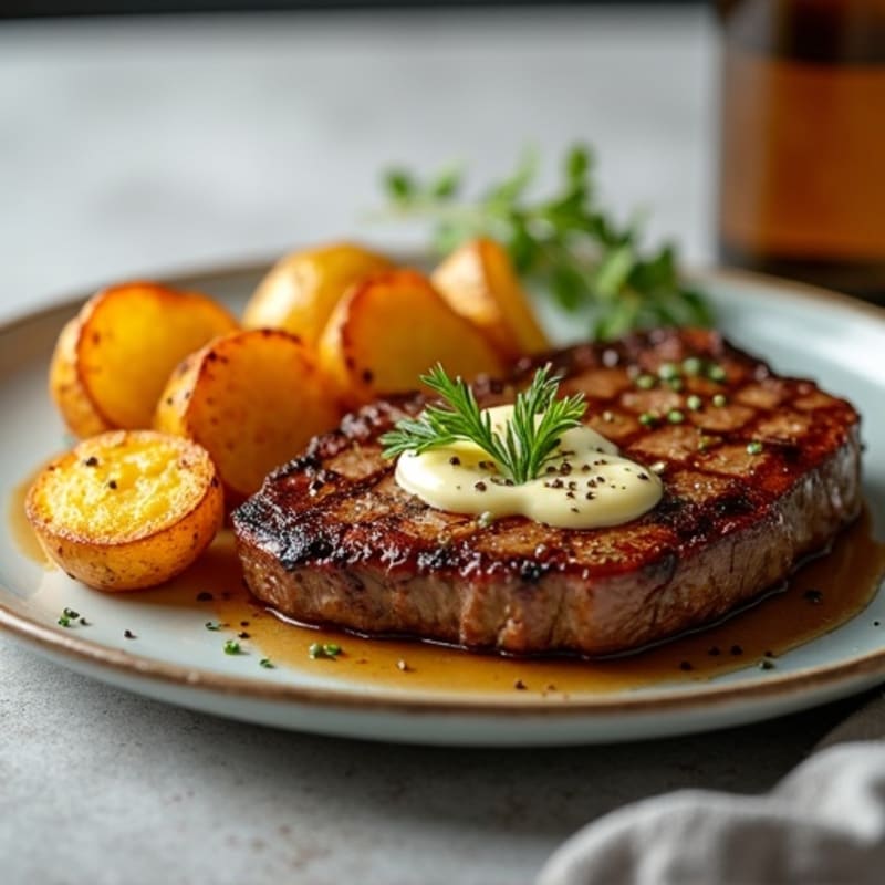 Garlic Butter Steak with Crispy Roasted Potatoes