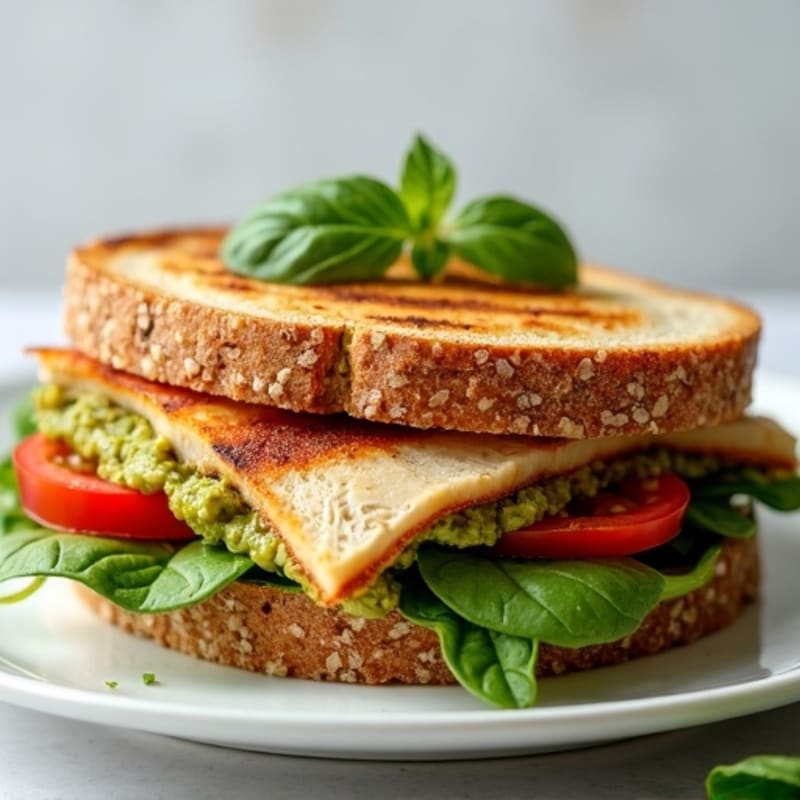 Crispy Grilled Turkey Pesto Sandwich