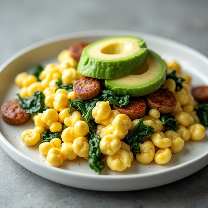 Egg White Scramble with Turkey Sausage and Spinach