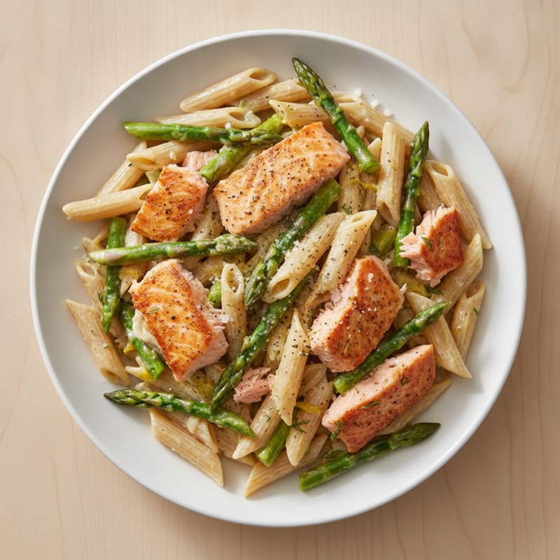 Lemon-Herb Salmon Pasta with Asparagus