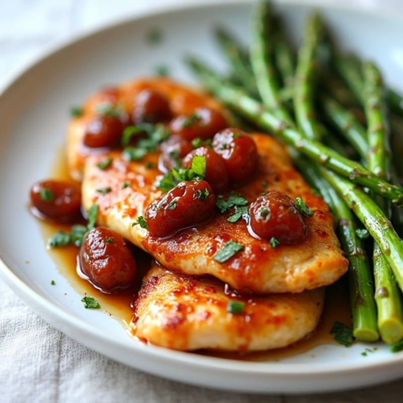 Sticky Date-Maple Glazed Chicken with Roasted Asparagus