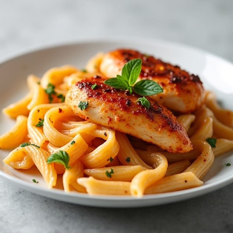 Spicy Paprika-Garlic Chicken with Creamy Whole Wheat Pasta