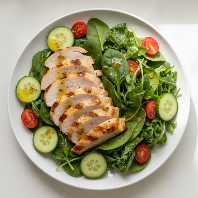 Grilled Turkey Breast Salad with Mixed Greens and Lemon Vinaigrette