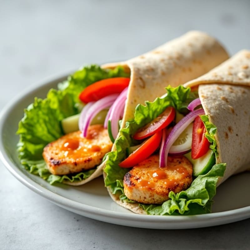 Healthy Buffalo Chicken Wrap with Fresh Veggies