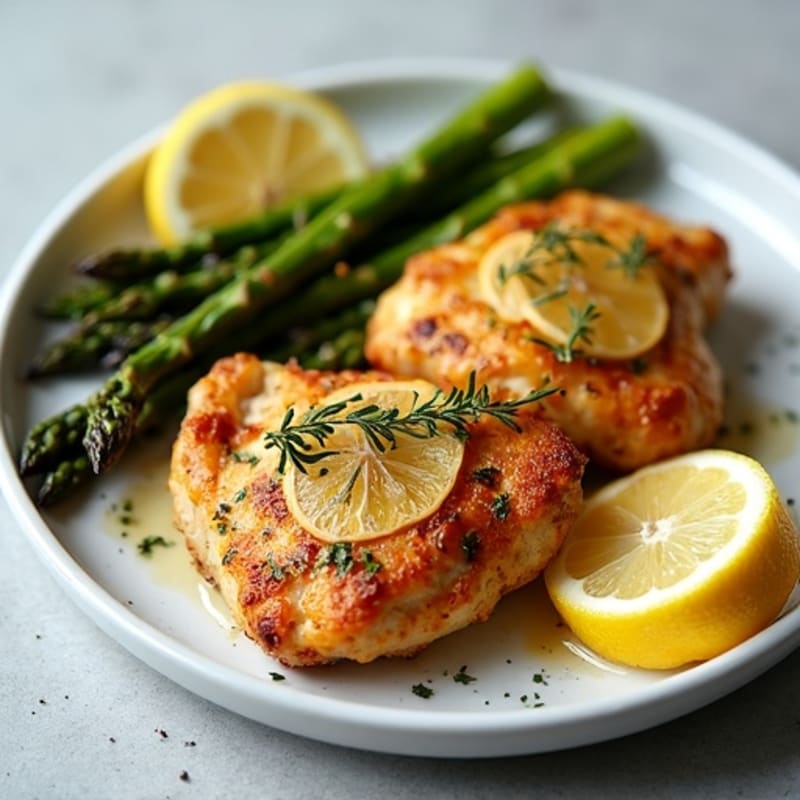 Crispy Lemon-Herb Chicken Thighs with Roasted Asparagus