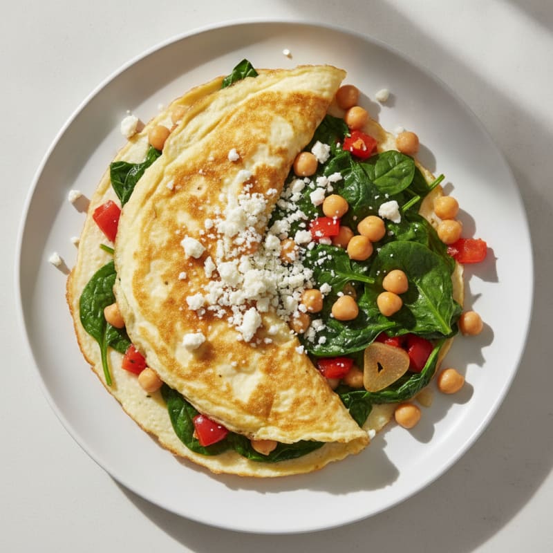 Egg White Omelet with Spinach, Peppers, and Chickpeas