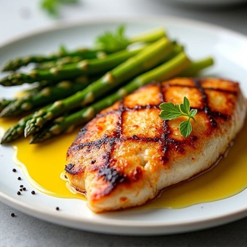Crispy Pan-Seared Chicken with Roasted Asparagus