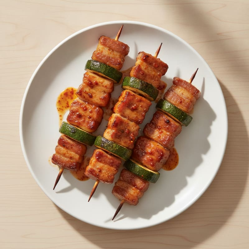 Spicy Gochujang Pork Belly Skewers