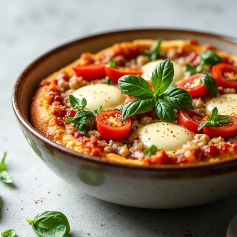 Lean Turkey Pizza Bowl with Fresh Basil
