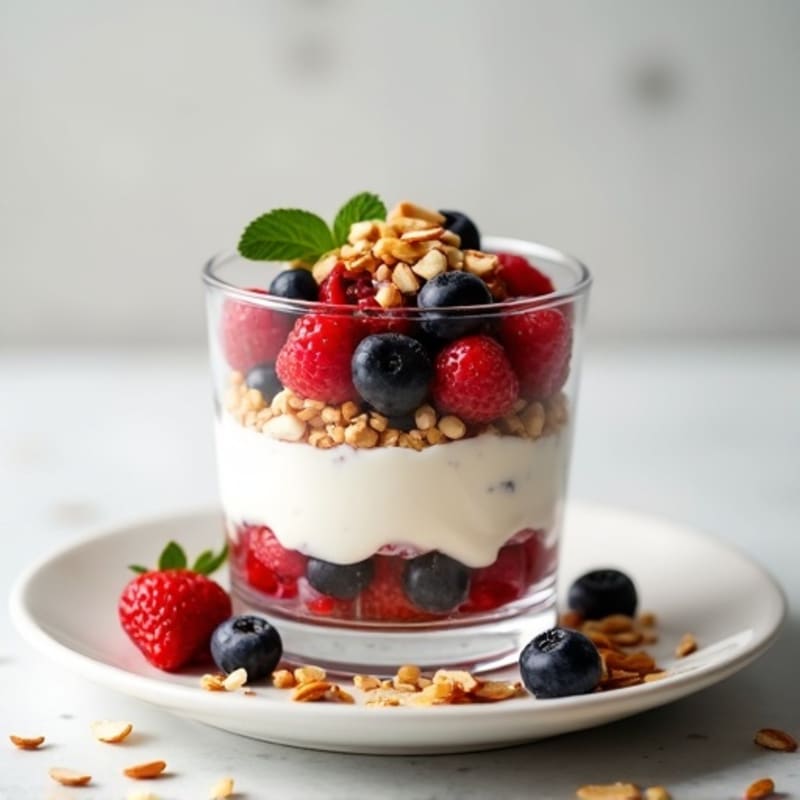 Greek Yogurt Parfait with Berries and Crunchy Almonds