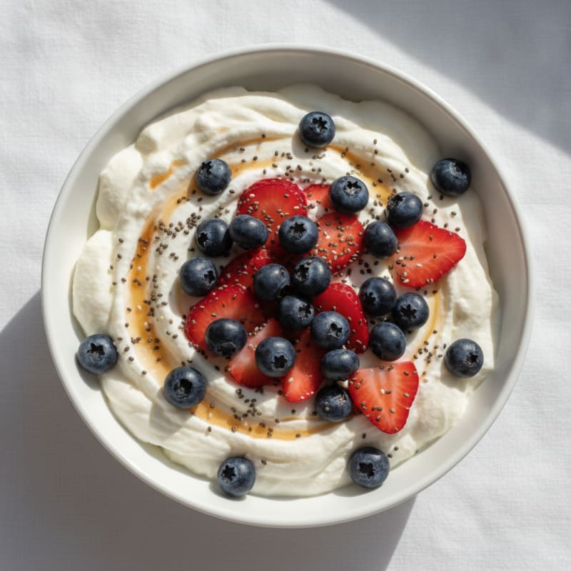 Silky Protein Yogurt Bowl with Berries and Chia Seeds