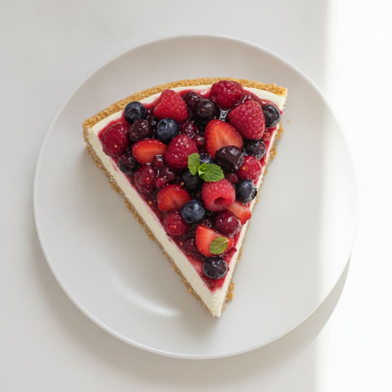 Greek Yogurt Protein Cheesecake with Mixed Berries