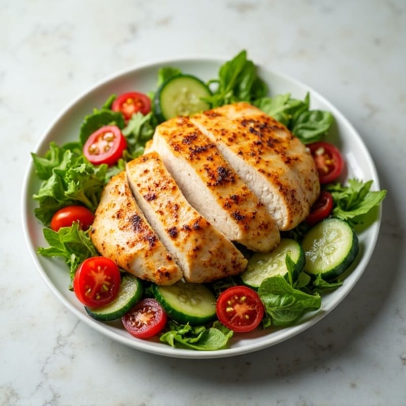 Spiced Chicken with Fresh Veggies and Creamy Garlic Dressing