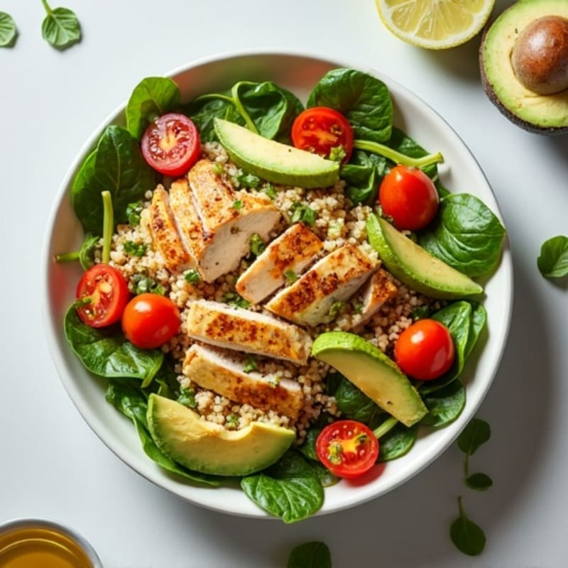 Grilled Chicken and Quinoa Salad with Fresh Spinach