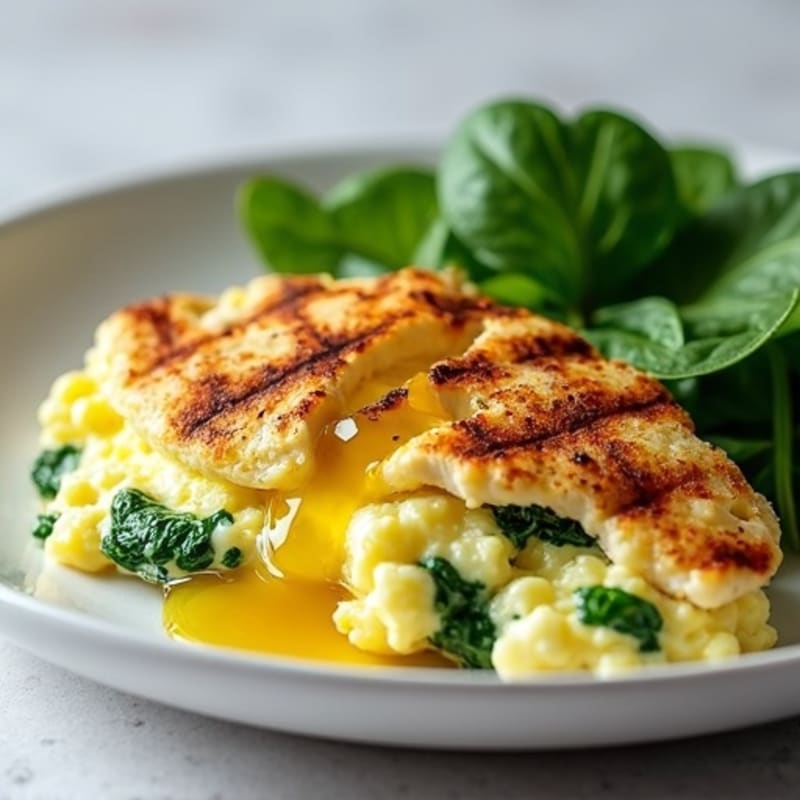 Egg White Spinach Scramble with Grilled Turkey Breast