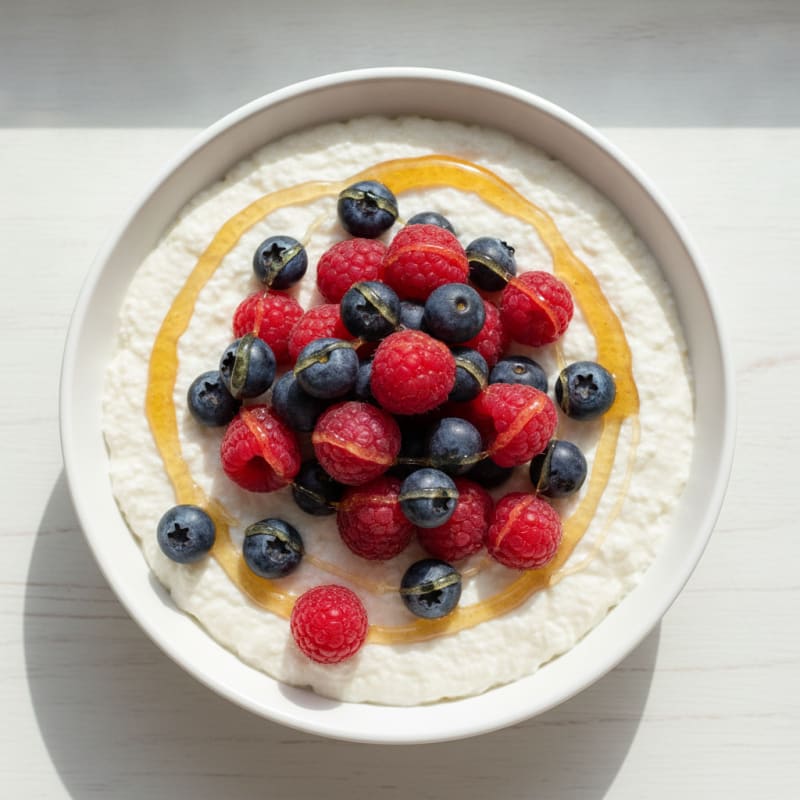 Silky Coconut Protein Pudding with Mixed Berries