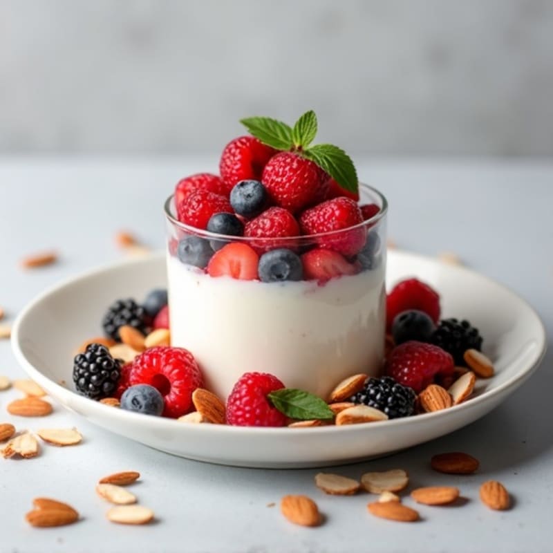 Greek Yogurt Protein Parfait with Mixed Berries and Almonds