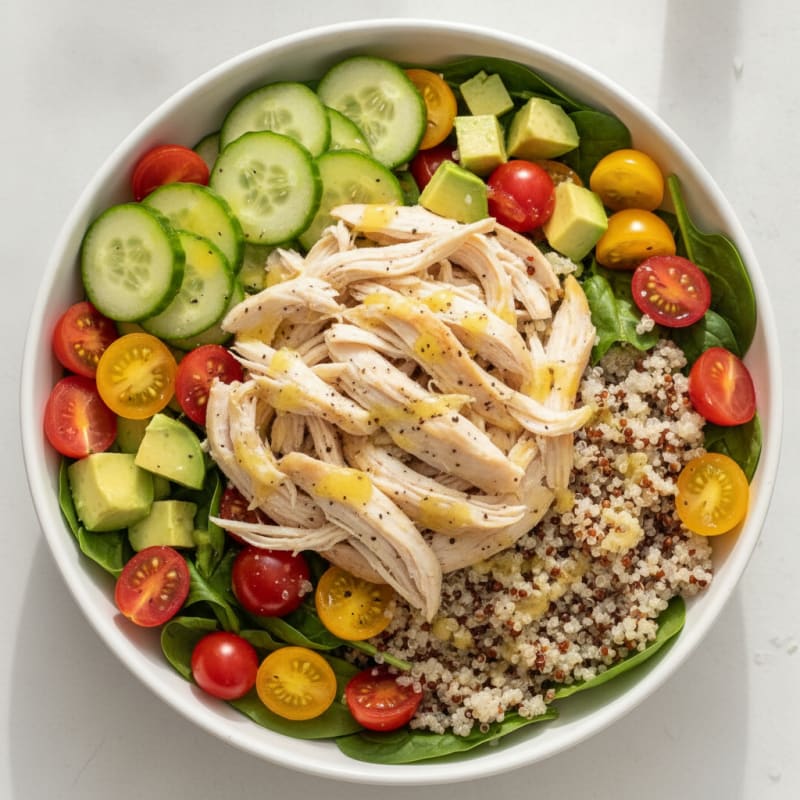 Shredded Chicken and Quinoa Power Bowl