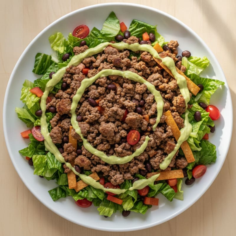 Venison Taco Salad with Avocado Crema