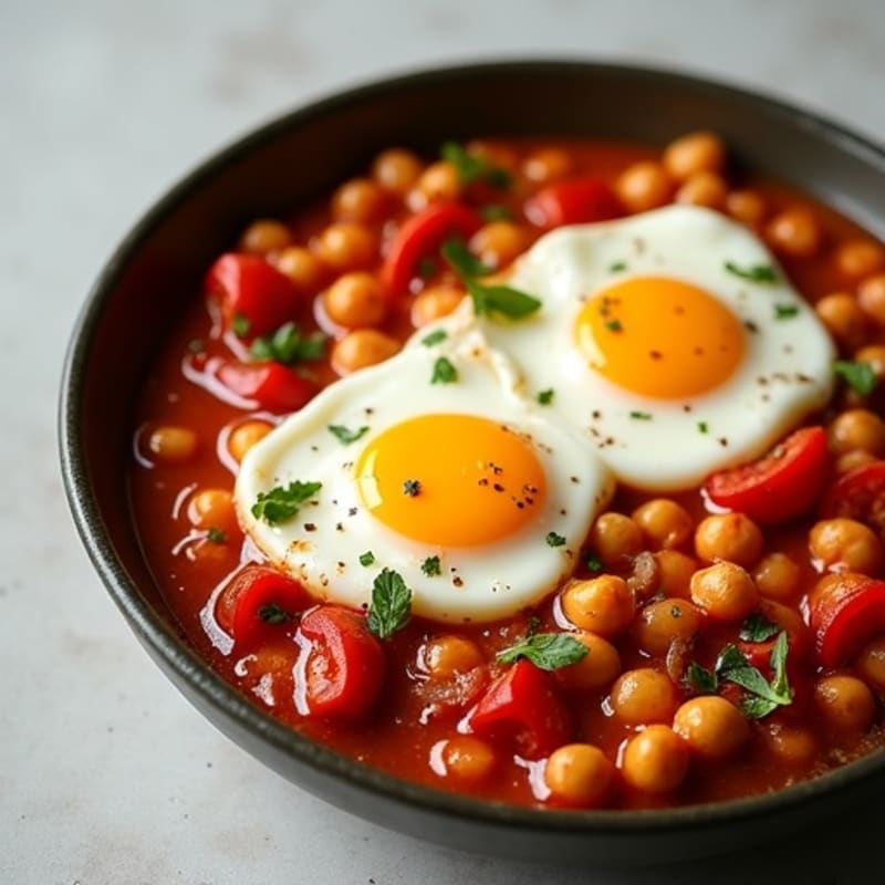 Spiced Tomato and Bell Pepper Poached Eggs