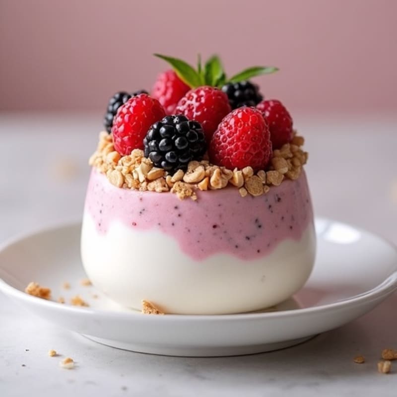 Greek Yogurt Protein Mousse with Mixed Berries