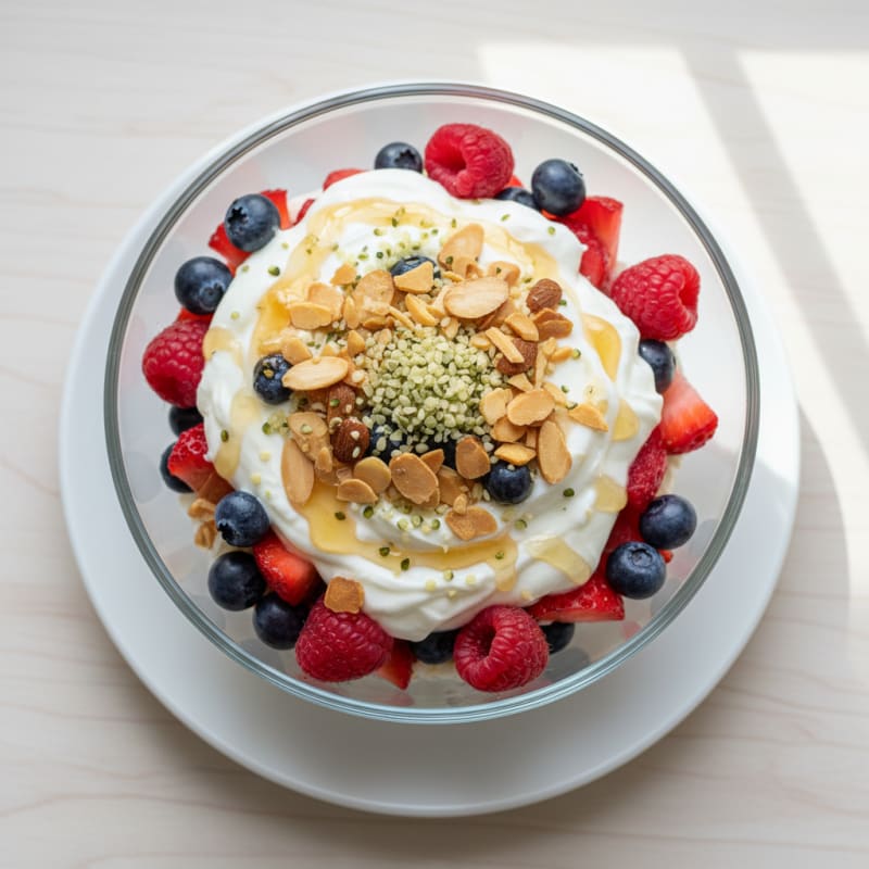 Creamy Greek Yogurt Parfait with Mixed Berries and Toasted Almonds