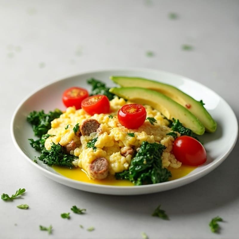 Egg White Scramble with Spinach and Turkey Sausage