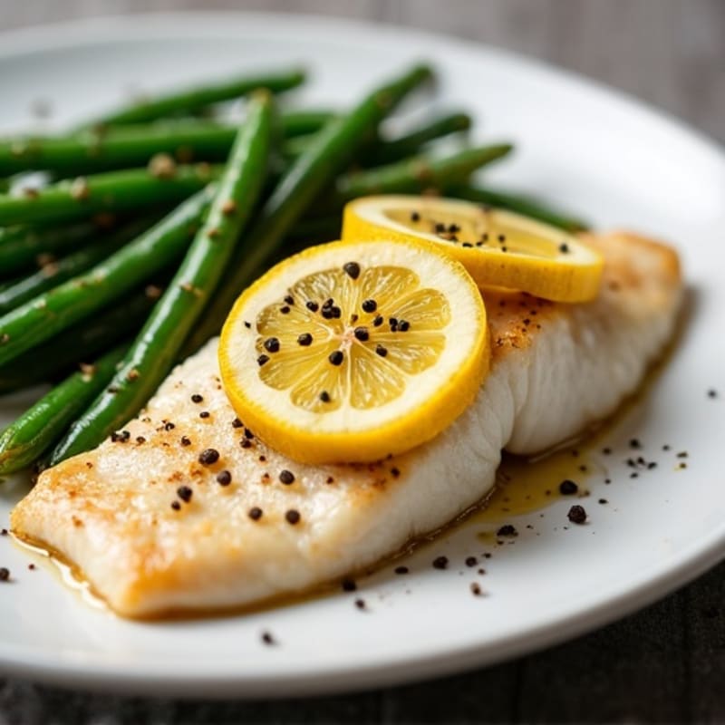 Pan-Seared Lemon Garlic Tilapia with Roasted Green Beans