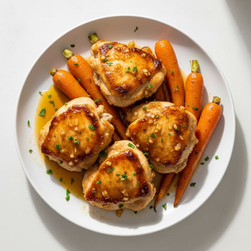 Honey-Garlic Glazed Chicken Thighs with Roasted Carrots