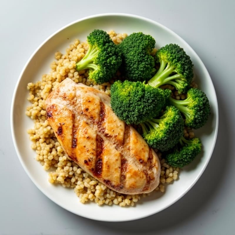 Grilled Chicken Breast with Quinoa and Steamed Broccoli