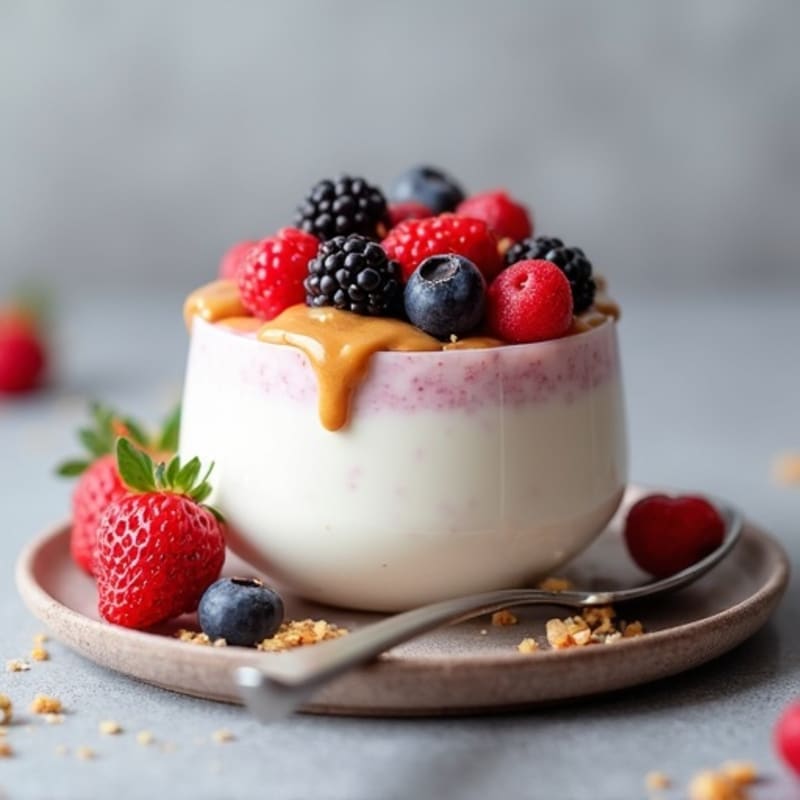 Silky Greek Yogurt Protein Pudding with Mixed Berries