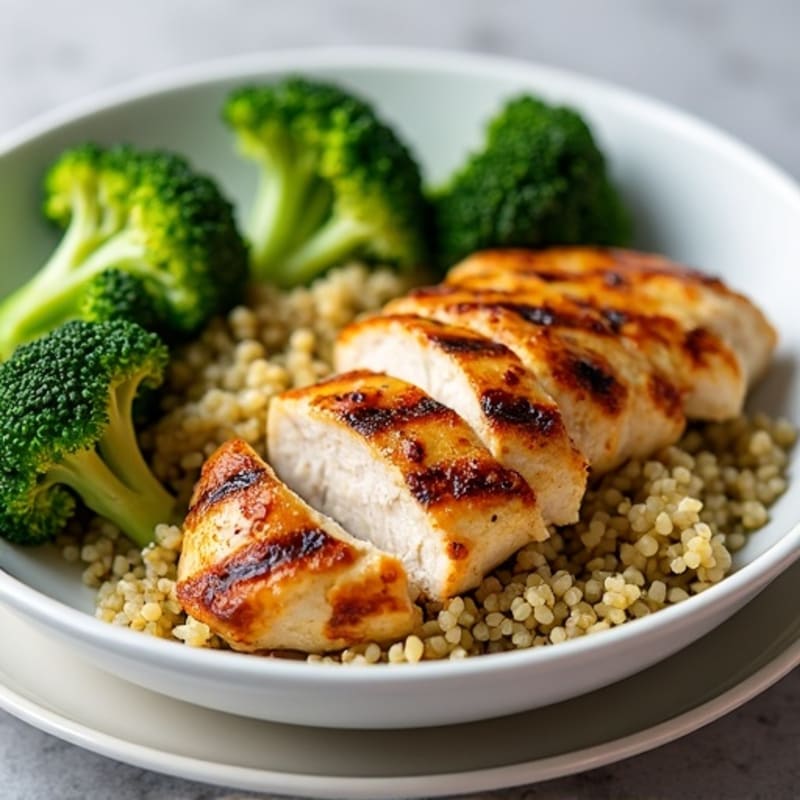Grilled Chicken Breast with Quinoa and Steamed Broccoli
