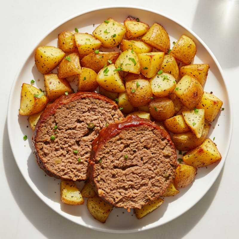 Classic Homestyle Meatloaf with Roasted Potatoes