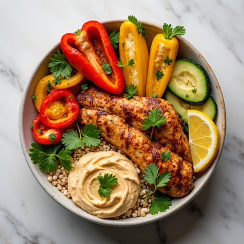 Herb-Spiced Chicken Shawarma Bowl with Roasted Vegetables