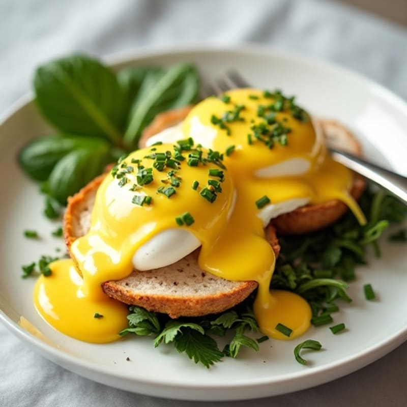 Lightened-Up Poached Eggs with Herb-Roasted Turkey and Hollandaise